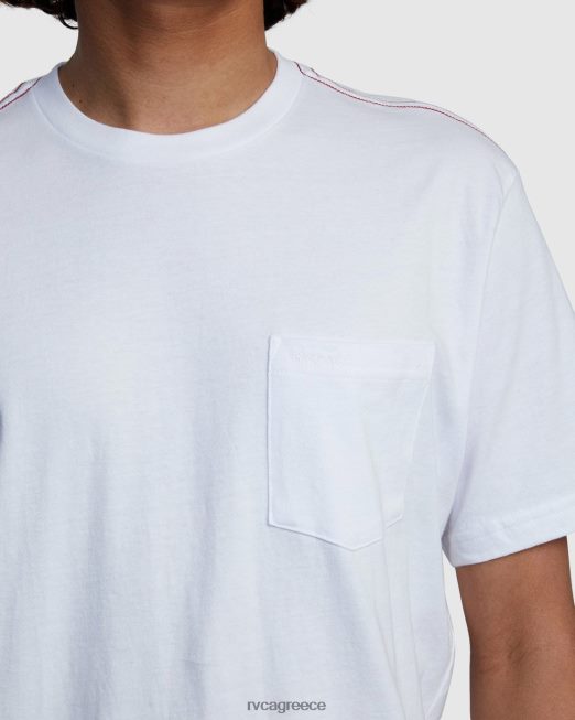 R422N8968 ptc τυπικό μπλουζάκι πλύσης RVCA άνδρες άσπρο είδη ένδυσης