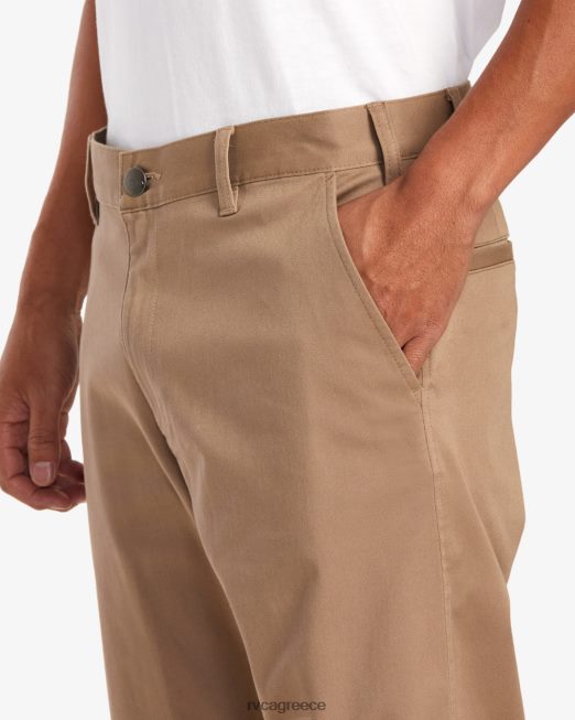 R422N8662 Σαββατοκύριακο stretch chino παντελόνι RVCA άνδρες σκούρο χακί είδη ένδυσης