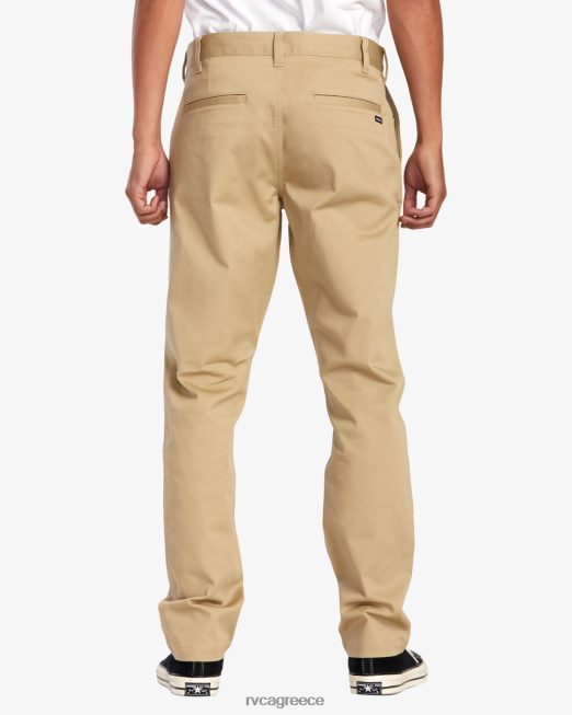 R422N8701 Σαββατοκύριακο stretch chino παντελόνι RVCA άνδρες χακί είδη ένδυσης