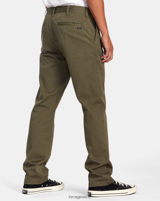 R422N8707 Σαββατοκύριακο stretch chino παντελόνι RVCA άνδρες ελιά είδη ένδυσης