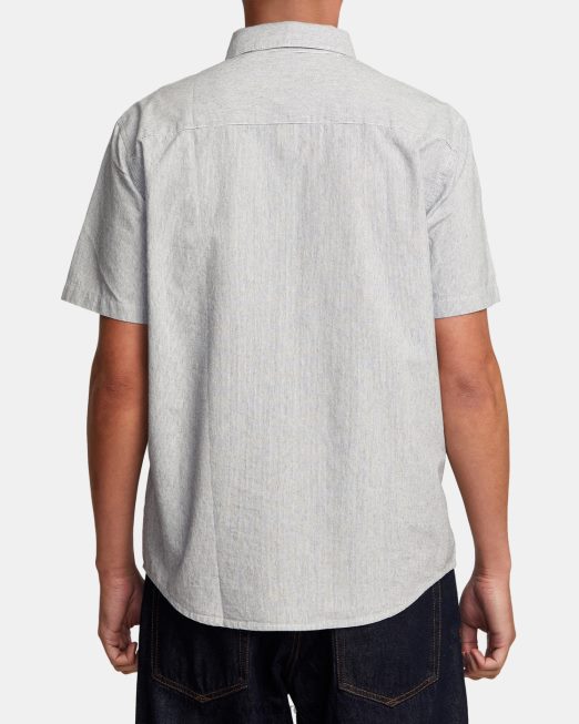 R422N81006 visions ριγέ κοντομάνικο πουκάμισο RVCA άνδρες κυκλοθυμικό μπλε είδη ένδυσης