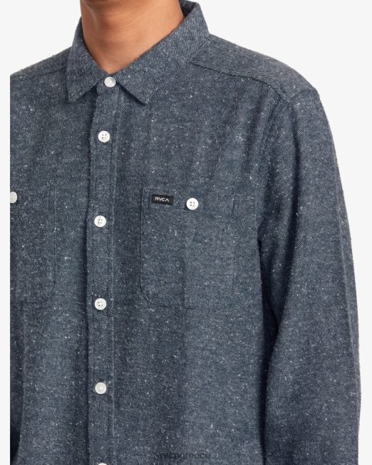 R422N81048 συγκομιδή neps φανέλα πουκάμισο RVCA άνδρες κυκλοθυμικό μπλε είδη ένδυσης