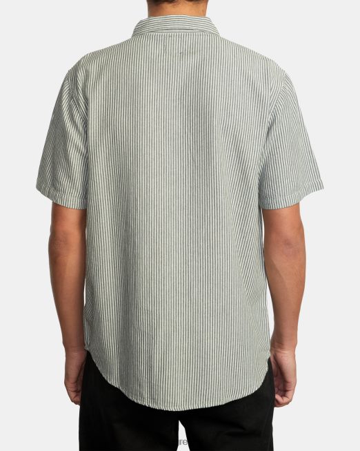 R422N81055 ριγέ dayshift ii κοντομάνικο πουκάμισο RVCA άνδρες πράσινο βάλσαμο είδη ένδυσης