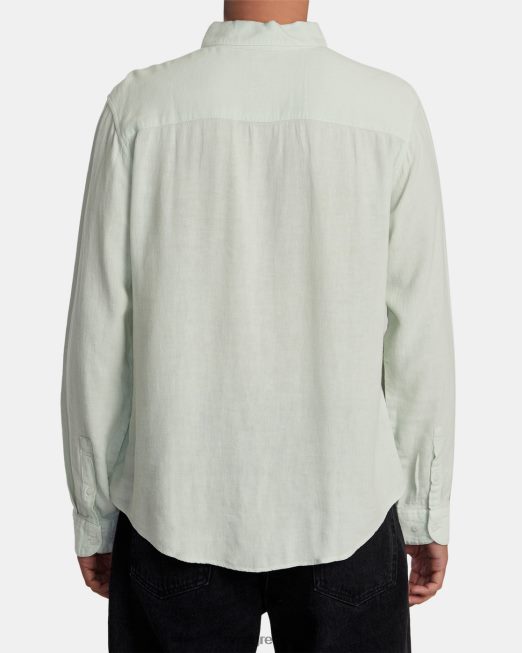 R422N81059 Πλεκτό υφαντό μακρυμάνικο πουκάμισο RVCA άνδρες πράσινο τσάι είδη ένδυσης