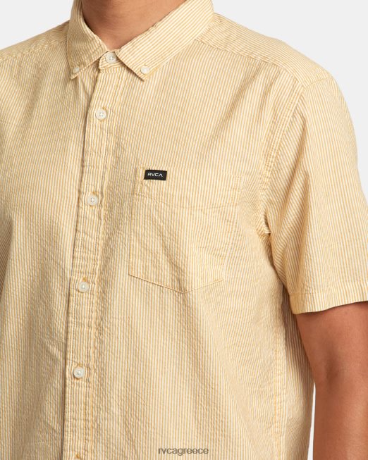 R422N811 ατελείωτο κοντομάνικο πουκάμισο RVCA άνδρες καραμέλα βουτύρου είδη ένδυσης