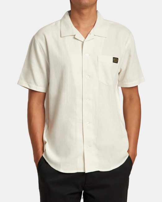 R422N812 κοντομάνικο πουκάμισο ημέρας συλλογής ύφεσης RVCA άνδρες ασημί χλωρίνη είδη ένδυσης