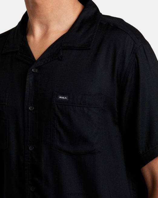 R422N8132 κοντομάνικο πουκάμισο neon dragon club RVCA άνδρες μαύρος είδη ένδυσης