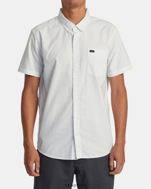R422N8134 που θα κάνει κοντομάνικο πουκάμισο με ρίγες RVCA άνδρες άσπρο είδη ένδυσης
