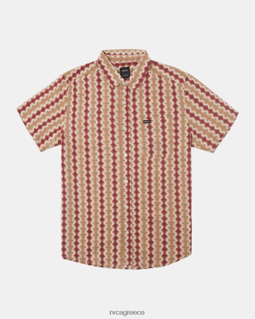 R422N8136 κοντομάνικο πουκάμισο με γάζα shima RVCA άνδρες κιννάβαρι είδη ένδυσης