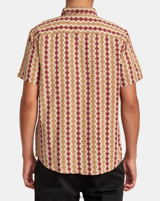 R422N8136 κοντομάνικο πουκάμισο με γάζα shima RVCA άνδρες κιννάβαρι είδη ένδυσης