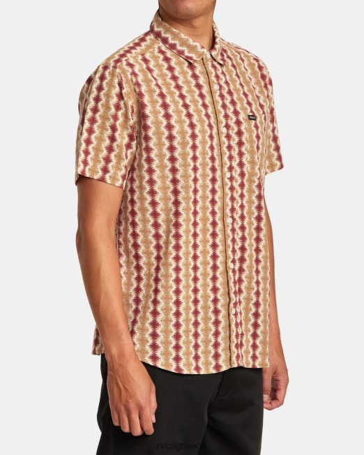 R422N8136 κοντομάνικο πουκάμισο με γάζα shima RVCA άνδρες κιννάβαρι είδη ένδυσης