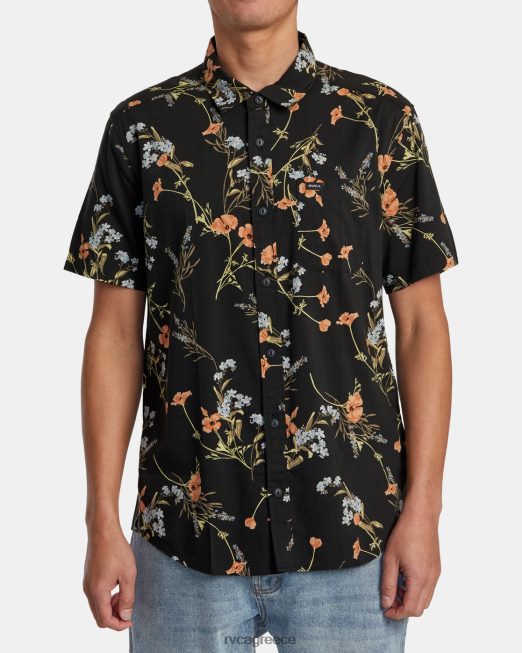 R422N8144 περαιτέρω φλοράλ κοντομάνικο πουκάμισο RVCA άνδρες μεσάνυχτα είδη ένδυσης