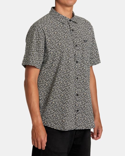 R422N8150 κοντομάνικο πουκάμισο micro garden RVCA άνδρες μαύρος είδη ένδυσης