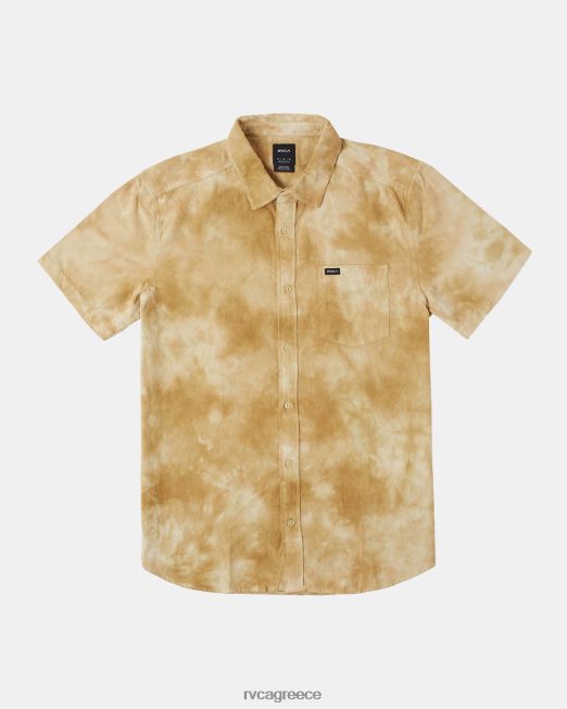 R422N8225 κοτλέ χλωρίνη κοντομάνικο πουκάμισο RVCA άνδρες καραμέλα βουτύρου είδη ένδυσης