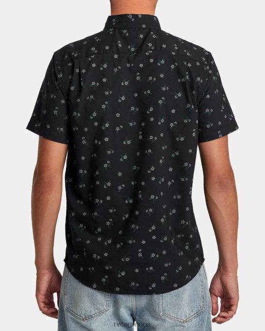 R422N8279 που θα κάνει εμπριμέ κοντομάνικο πουκάμισο RVCA άνδρες μαύρο φλοράλ είδη ένδυσης