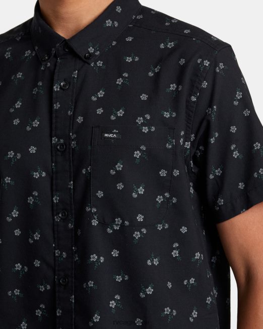 R422N8279 που θα κάνει εμπριμέ κοντομάνικο πουκάμισο RVCA άνδρες μαύρο φλοράλ είδη ένδυσης