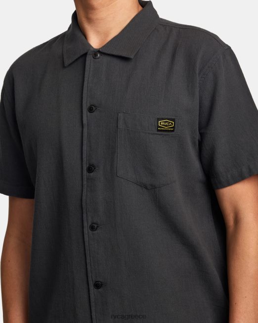 R422N8337 κοντομάνικο πουκάμισο ημέρας συλλογής ύφεσης RVCA άνδρες γκαράζ μπλε είδη ένδυσης