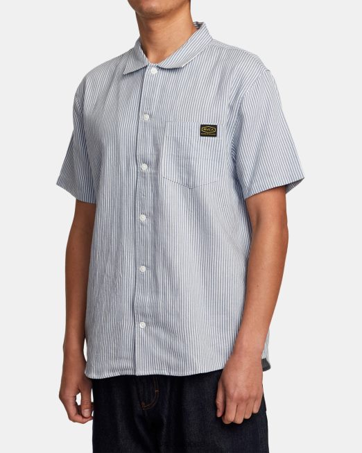 R422N8340 ριγέ dayshift ii κοντομάνικο πουκάμισο RVCA άνδρες deja blue είδη ένδυσης