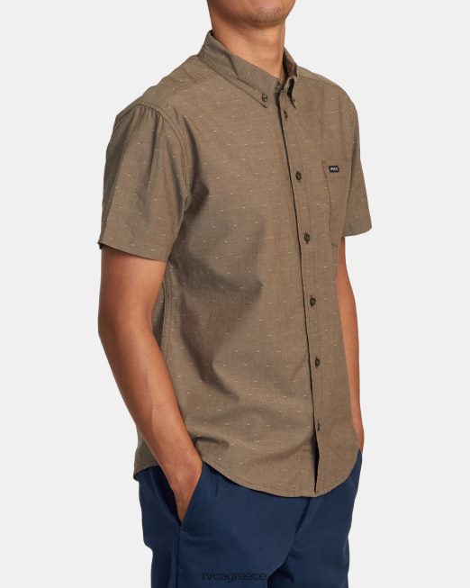 R422N8398 αυτό θα κάνει dobby κοντομάνικο πουκάμισο RVCA άνδρες σοκολάτα είδη ένδυσης