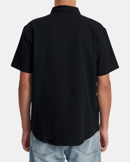 R422N8415 κοντομάνικο πουκάμισο ημέρας συλλογής ύφεσης RVCA άνδρες μαύρος είδη ένδυσης