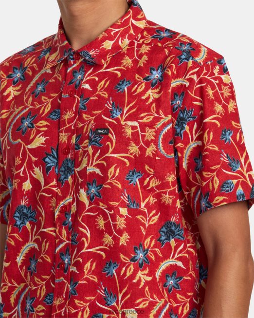 R422N8493 Rvgazi κοντομάνικο πουκάμισο RVCA άνδρες η σκάρλετ είδη ένδυσης