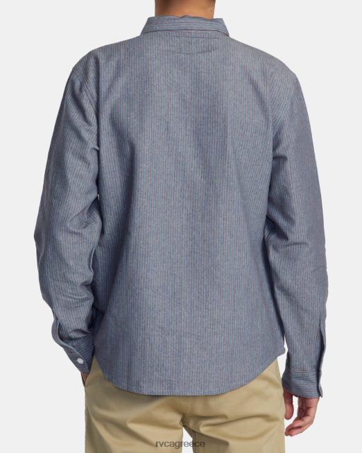 R422N8516 μακρυμάνικο πουκάμισο με ρίγες dayshift RVCA άνδρες κόκκινη γη είδη ένδυσης