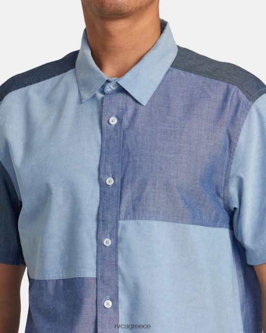R422N886 συνονθύλευμα κοντομάνικο πουκάμισο RVCA άνδρες μπλε είδη ένδυσης