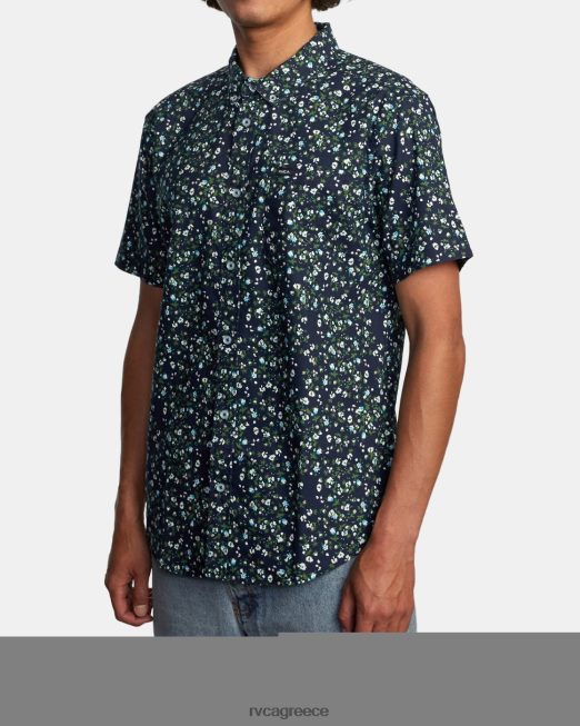 R422N8917 που θα κάνει slim fit κοντομάνικο πουκάμισο RVCA άνδρες ναυτικό ναυτικό είδη ένδυσης