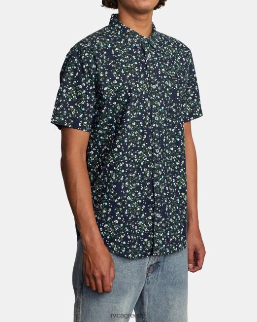 R422N8917 που θα κάνει slim fit κοντομάνικο πουκάμισο RVCA άνδρες ναυτικό ναυτικό είδη ένδυσης