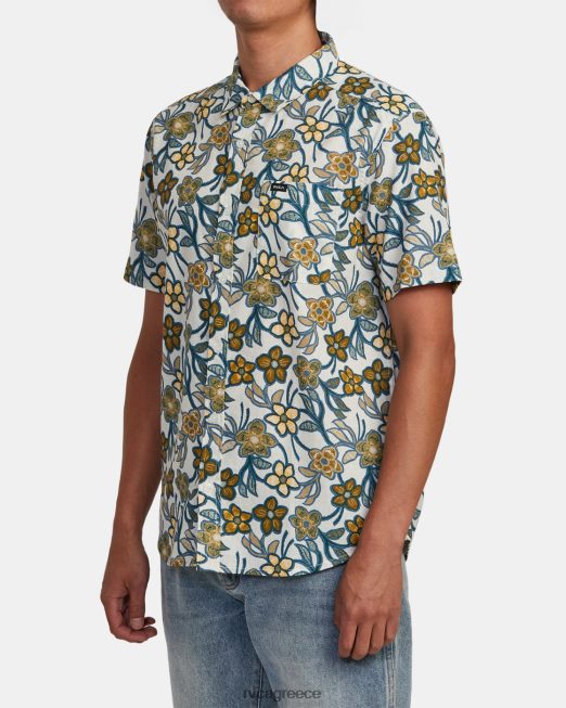 R422N8984 βραδινό φλοράλ πουκάμισο RVCA άνδρες ασημί χλωρίνη είδη ένδυσης