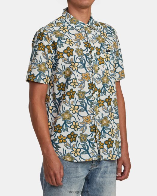 R422N8984 βραδινό φλοράλ πουκάμισο RVCA άνδρες ασημί χλωρίνη είδη ένδυσης