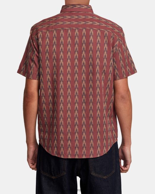 R422N8985 κοντομάνικο πουκάμισο ikat προς τα πάνω RVCA άνδρες κόκκινο του αίματος είδη ένδυσης
