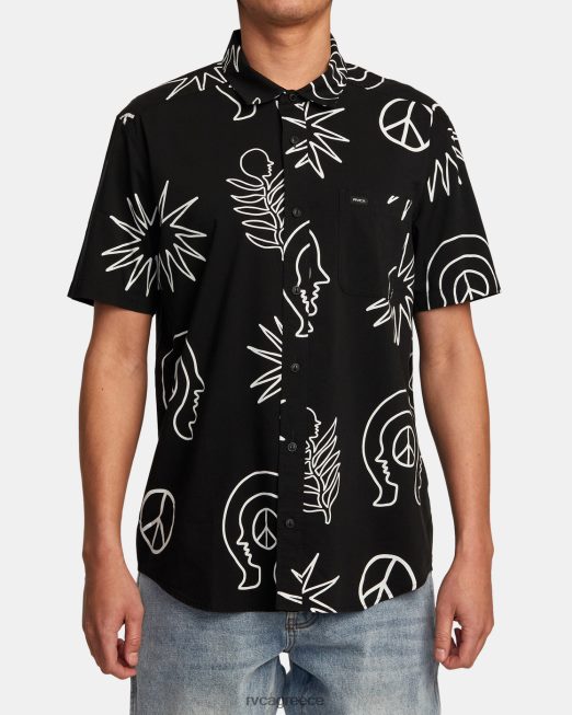 R422N8991 κοντομάνικο πουκάμισο οποιαδήποτε στιγμή RVCA άνδρες μαύρος είδη ένδυσης