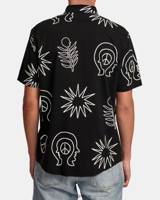 R422N8991 κοντομάνικο πουκάμισο οποιαδήποτε στιγμή RVCA άνδρες μαύρος είδη ένδυσης