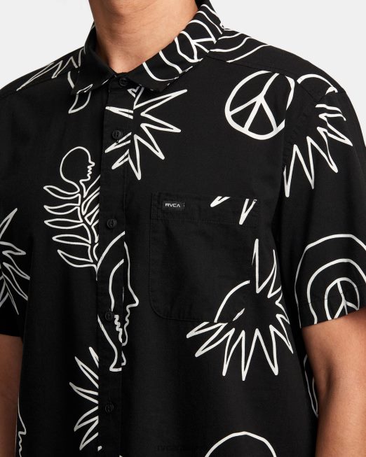 R422N8991 κοντομάνικο πουκάμισο οποιαδήποτε στιγμή RVCA άνδρες μαύρος είδη ένδυσης