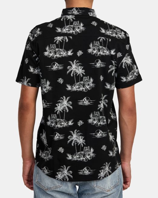 R422N8998 κοντομάνικο πουκάμισο benjamin jeanjean RVCA άνδρες μαύρος είδη ένδυσης