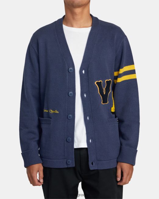 R422N8531 πουλόβερ letterman RVCA άνδρες κυκλοθυμικό μπλε είδη ένδυσης