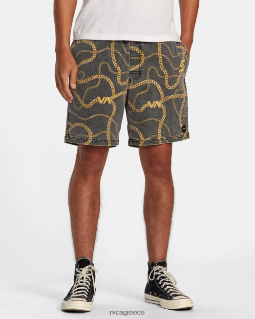 R422N8500 σορτς περιπάτου με ελαστική μέση escape print 17 RVCA άνδρες μαύρος χρυσός είδη ένδυσης
