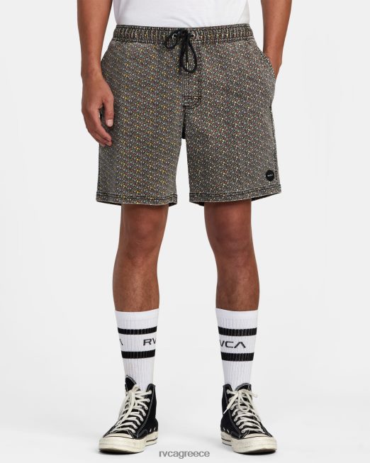 R422N8992 σορτς περιπάτου με ελαστική μέση escape print 17 RVCA άνδρες φωτεινό μαύρο είδη ένδυσης