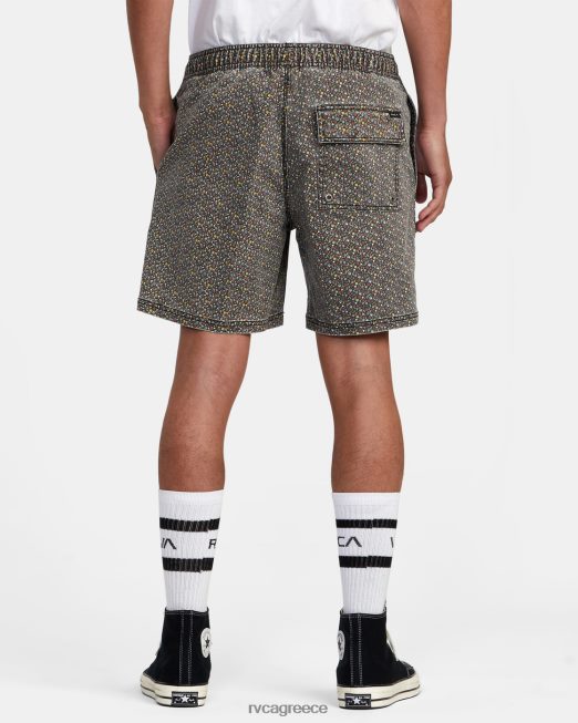 R422N8992 σορτς περιπάτου με ελαστική μέση escape print 17 RVCA άνδρες φωτεινό μαύρο είδη ένδυσης