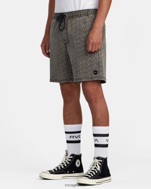 R422N8992 σορτς περιπάτου με ελαστική μέση escape print 17 RVCA άνδρες φωτεινό μαύρο είδη ένδυσης