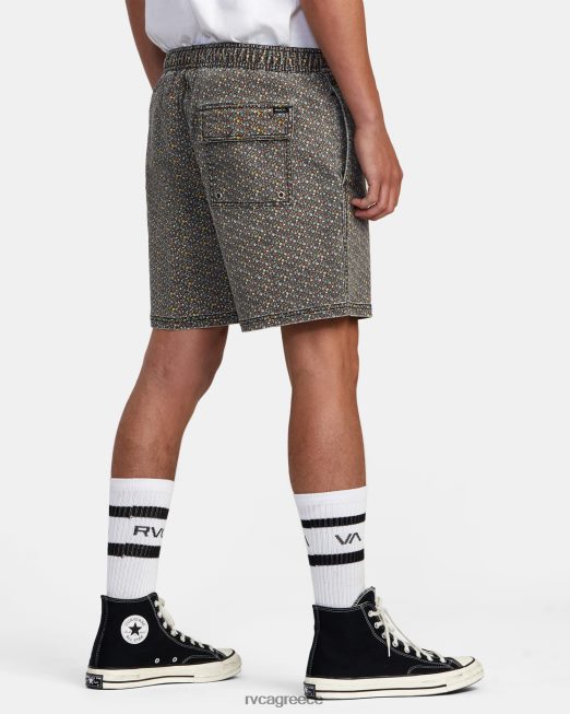 R422N8992 σορτς περιπάτου με ελαστική μέση escape print 17 RVCA άνδρες φωτεινό μαύρο είδη ένδυσης