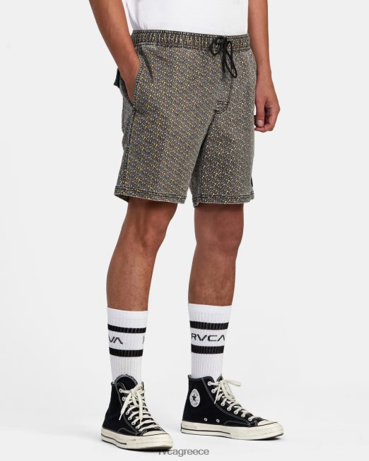 R422N8992 σορτς περιπάτου με ελαστική μέση escape print 17 RVCA άνδρες φωτεινό μαύρο είδη ένδυσης