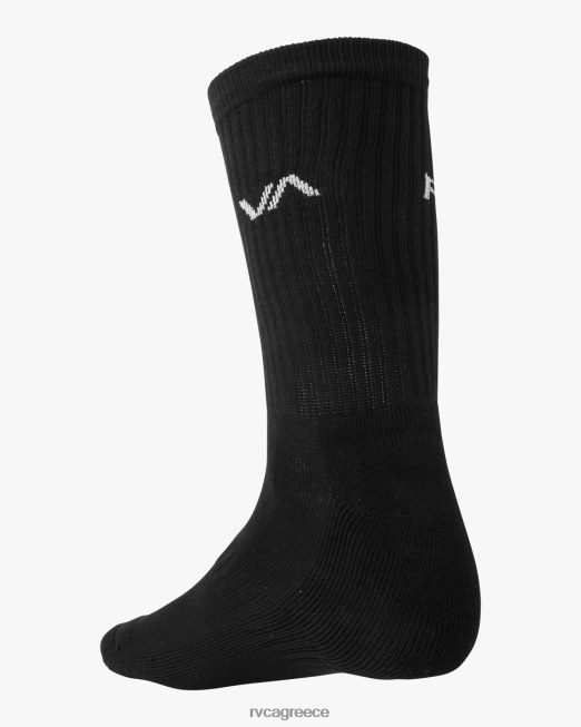 R422N81043 2 συσκευασίες βασικές κάλτσες πληρώματος με λογότυπο RVCA για άνδρες και γυναίκες μαύρος αξεσουάρ