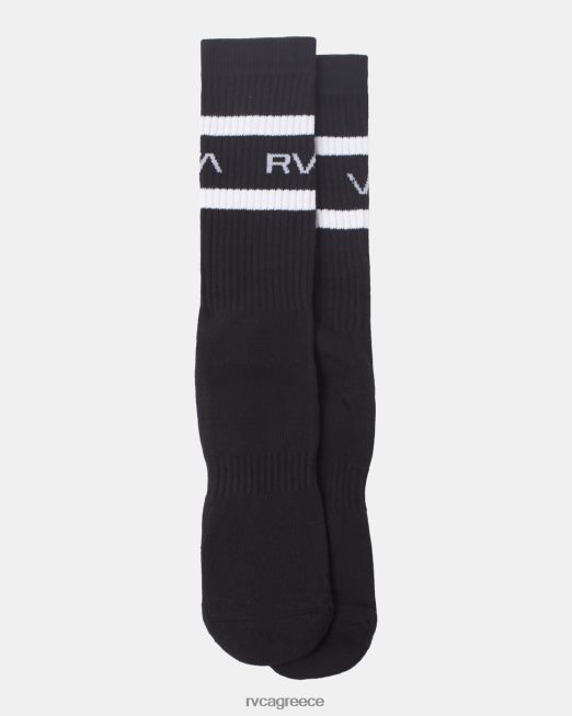 R422N8674 2 συσκευασίες ριγέ κάλτσες πληρώματος RVCA για άνδρες και γυναίκες μαύρος αξεσουάρ