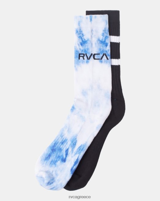 R422N8729 2 συσκευασίες tie-dye crew κάλτσες RVCA για άνδρες και γυναίκες μπλε αξεσουάρ