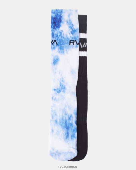 R422N8729 2 συσκευασίες tie-dye crew κάλτσες RVCA για άνδρες και γυναίκες μπλε αξεσουάρ