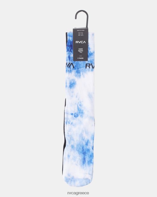 R422N8729 2 συσκευασίες tie-dye crew κάλτσες RVCA για άνδρες και γυναίκες μπλε αξεσουάρ