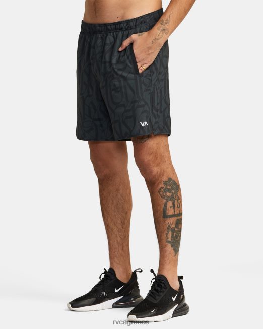 R422N8319 thug rose yogger stretch σορτς απόδοσης RVCA άνδρες μαύρος είδη ένδυσης