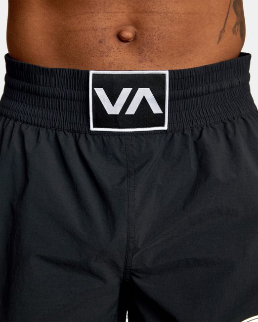R422N8796 Σπαρταριστό σορτς προπόνησης με ελαστική μέση 17 RVCA άνδρες μαύρος είδη ένδυσης